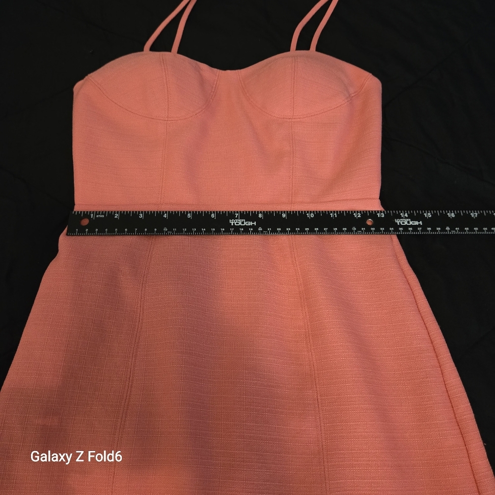 GB Brand Peach Terry-Feel Mini Dress – Size 5, Ruffled Hem, Sleeveless Tie-Strap - Picture 7 of 8